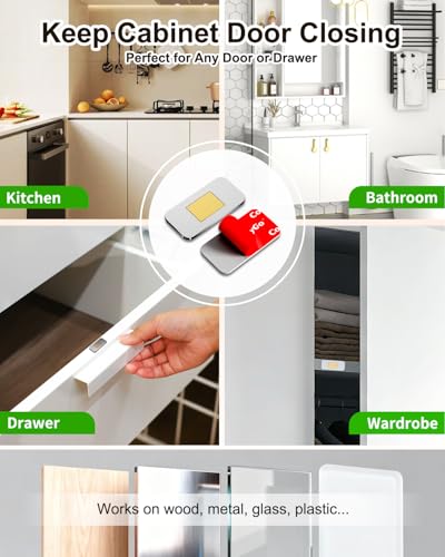 Image of 10Sets Extra Strong Magnetic Cabinet Door Catch, No-Drill Invisible Ultra Thin Magnets for Cabinet Door Closure, Drawer Magnets with Strong Adhesive to Stay Closed