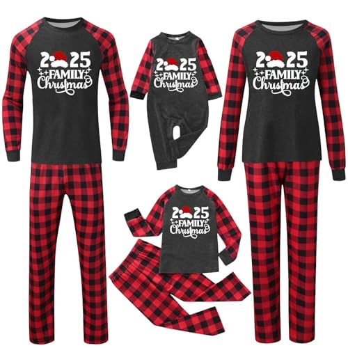 2025 Family Christmas Pajamas Matching Sets Long Sleeve Shirts Pj Pants Printed Holiday Xmas Two Piece Loungewear Pjs
