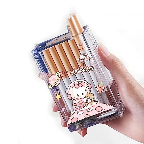 MEJEJO Multifunctional Cigarette Case Lighter 2 In 1, Large Capacity Refillable Electronic Cigarette Case, Windproof Lighter, Hello Kitty Cartoon Lighter (Color : Q4)