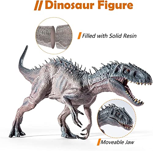 Image of Realistic T Rex Dinosaur Animal Figure for Kids Real Textured Dinosaurs Toy (Gray Indominus (25F))