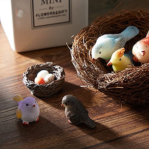 Jetec 30 Pieces Fairy Garden Accessories Bird Decorative Figurines Miniature Bird Figurines For Fairy Garden, Dollhouse Miniature, Cake Topper, Micro Landscape, Yard Bonsai Decal, Home Decoration #TOP6