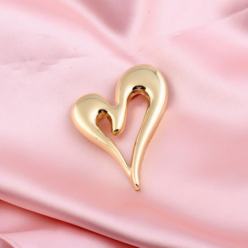 Image of CALLARON Gold Heart Brooch for Women - Vintage Lapel Pin, Cute Lapel Brooche, Fashion Jewelry Valentines Clothing Decoration for Suit, Hat, Handbag, Jacket, Scarves 5.7 x 4.3 cm