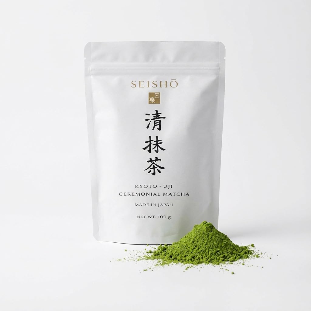 SEISHŌ Ceremonial Matcha 100g Set – Premium Matcha aus Japan (Uji Kyoto) Zubehör (Bambusbesen, Schale & Zubehör) – Komplettes Starter Set