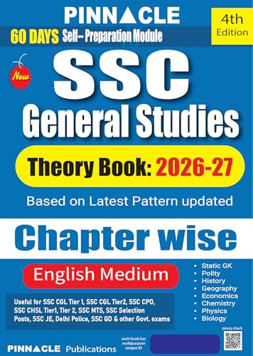Image of SSC General Studies Theory Book 2026-27 (4th Edition) | Chapter-Wise GS | English Medium | Updated as per the Exam Pattern | For SSC CGL Tier 1 ... Tier 1 & Tier 2, MTS, Delhi Police, GD & CPO