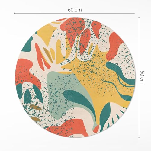 Tapis de sol vinyle ø60 cm résistant à la rayure et durable en PVC décoratif rond