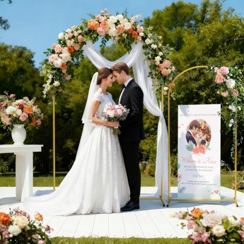 Metal Arch Backdrop Stand, 7.2FT+6FT Gold Arch Stand Wedding Arch Backdrop Stand Set of 2, Balloon Arch Backdrop Frame for Wedding Birthday Party Baby Shower Graduation Ceremony Decor - Image 3