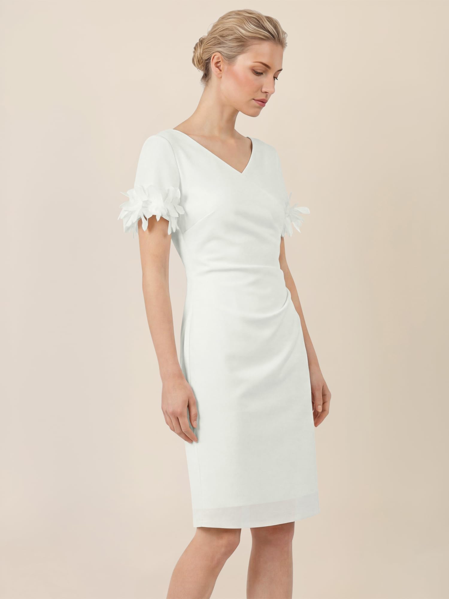 Apart Elegante Abito Tubino con Maniche Floreali