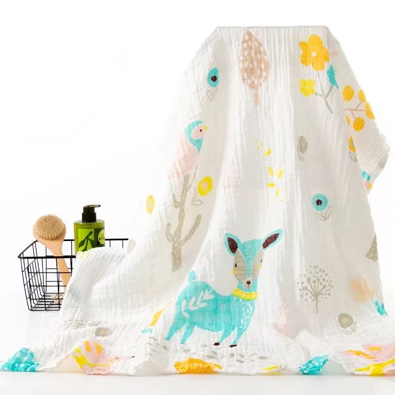 Muselinas Bebe Algodon 120x120 - Manta Muselina Bebe 100% Algodon Orgánico - Muselina que sirve como Arrullo Bebe Recien Nacido , Gasas Bebe , Paño para Eructos Bebe , Cambiador o Cuna de Bebé - DEER