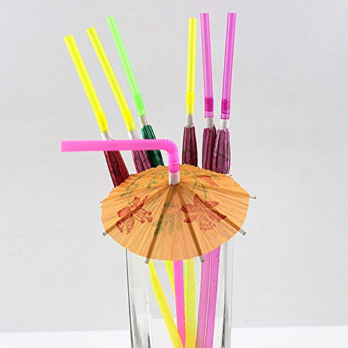 Set de 100 pitillos desechables flexibles tropicales miniatura 3