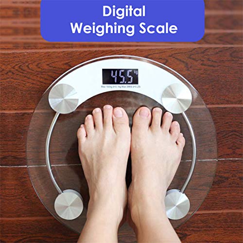 Image of MCP Healthcare Digital Round shape Glass, Personal Bathroom, lens with Thick Toughened glass and Low battery Indicator, Transparent Automatic Weighing Scale, Measure Units in both KG /LB.