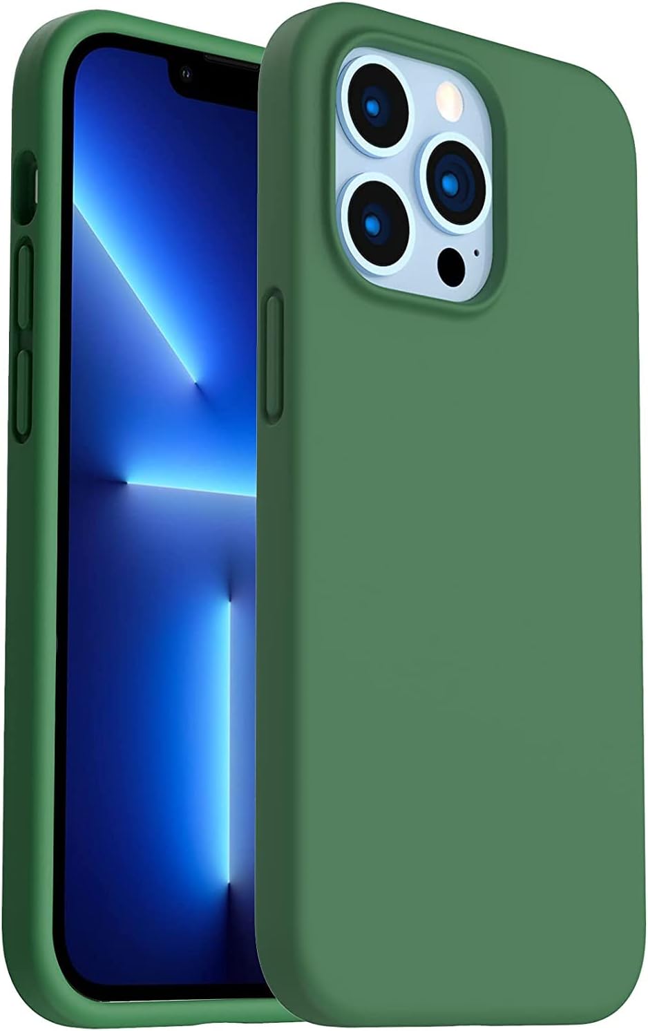 Case/Cover Premium Silicone Protective Case for iPhone 13/13 Pro /13 Pro Max Hard Silicone Shell Soft Microfiber Liner Cushion Cover Thin Full Body Protective (Green, iPhone 13 Pro)