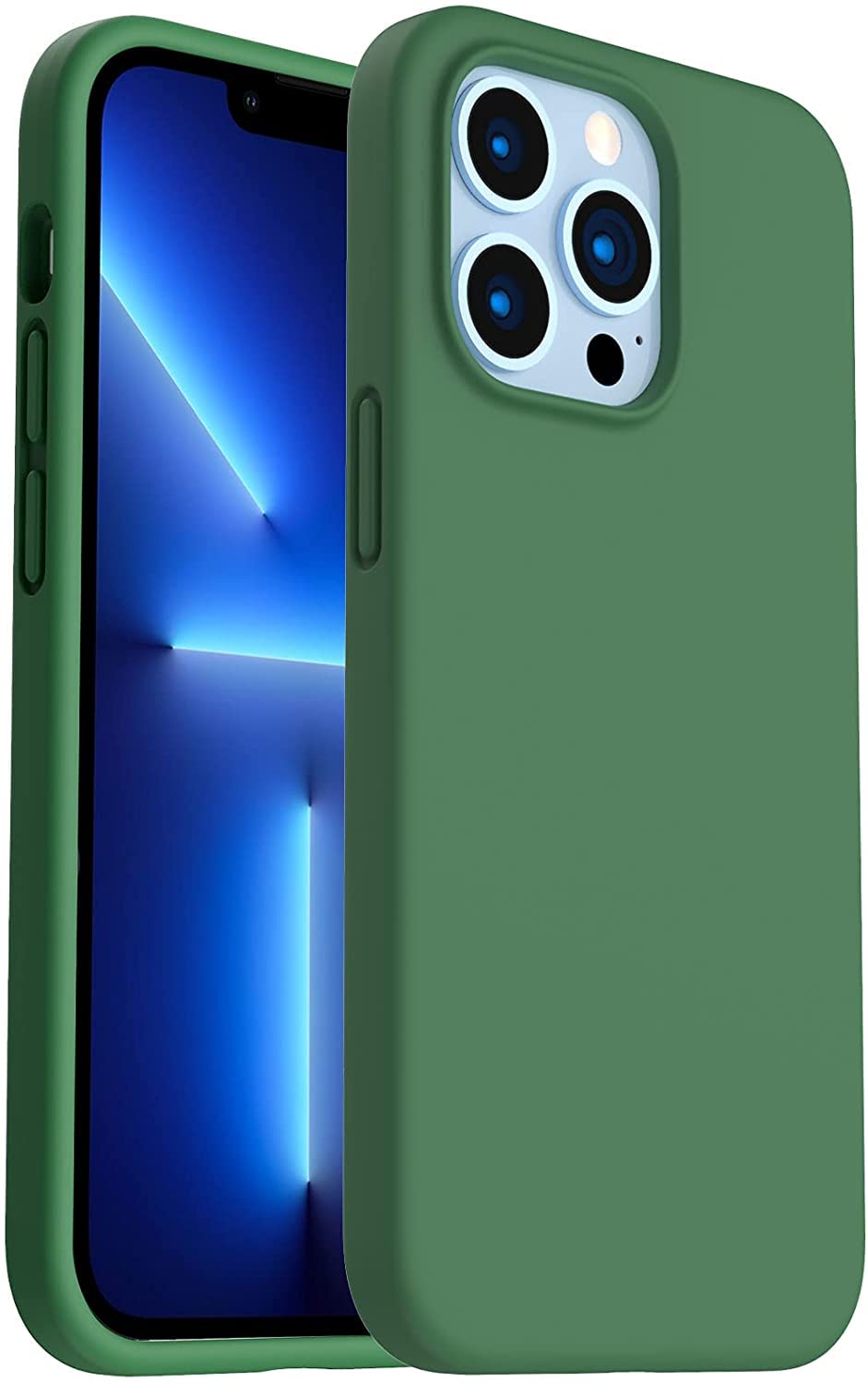 Case/Cover Premium Silicone Protective Case for iPhone 13/13 Pro /13 Pro Max Hard Silicone Shell Soft Microfiber Liner Cushion Cover Thin Full Body Protective (Green, iPhone 13 Pro)
