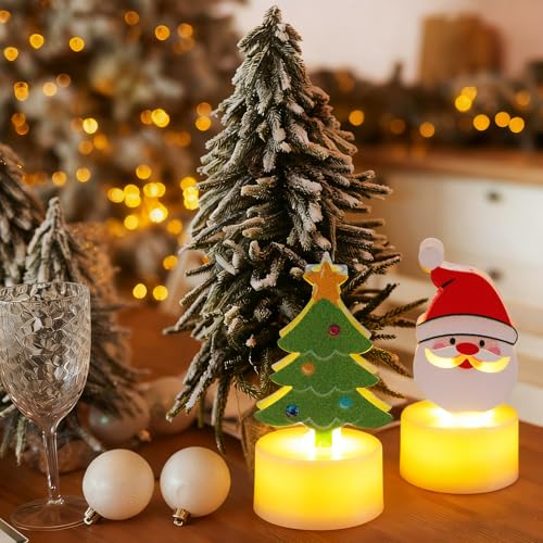 Velas de té de Navidad para centro de mesa acogedor con LED sin llama 6