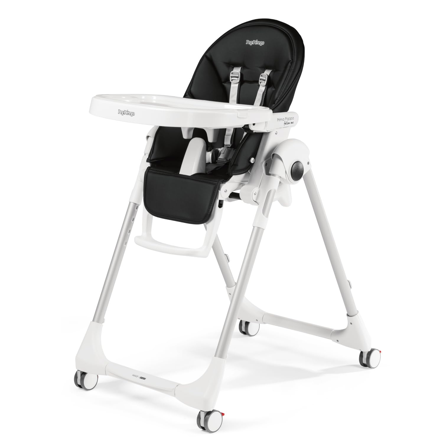 Peg Perego Prima Pappa Follow Me Seggiolone Pappa Neonati Reclinabile, Funzione Sdraietta, 4 ruote, Pieghevole e Ultracompatto, per Bambini da 0 a 3 Anni (0-15 kg), Licorice