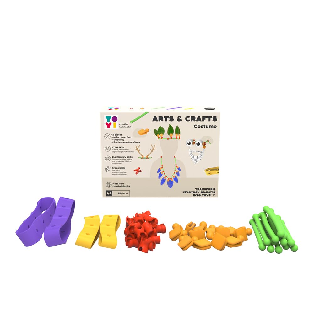 ToyiArts & Crafts Costume Building Kit - 48 pcs Fancy Dress Craft Set, Make Your Own DIY Costumes, Creative Dressing Up Toolkit, Children’s Tools & Building Sets, Art Gifts For Kids, Age 4 Years +