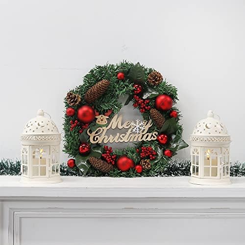 JHY DESIGN Set of 2 Decorative Lanterns 21 cm High Vintage Style Hanging Lantern Metal Candle Holder for Indoor Outdoor Events Parities and Weddings (White)