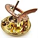 OakiWay Brass Sundial Compass in Leather Case - Nautical Gifts for Men, Antique Sailing Anniversary Vintage Gifts, Unusual Unique Nautical Decor, Ship Naval Maritime Pocket Watch Clock (4.1" Inch)