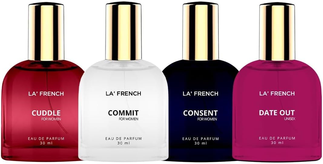 La French Perfume Scent for Women 30 ml X 4 i.e 120ml | Cuddle + Commit + Consent + Date Out | Long Lasting | Fruity & Floral Fragrance Perfume for Women