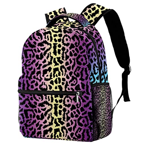 Sac à dos de voyage scolaire léopard abstrait mixte pour filles et garçons taille medium