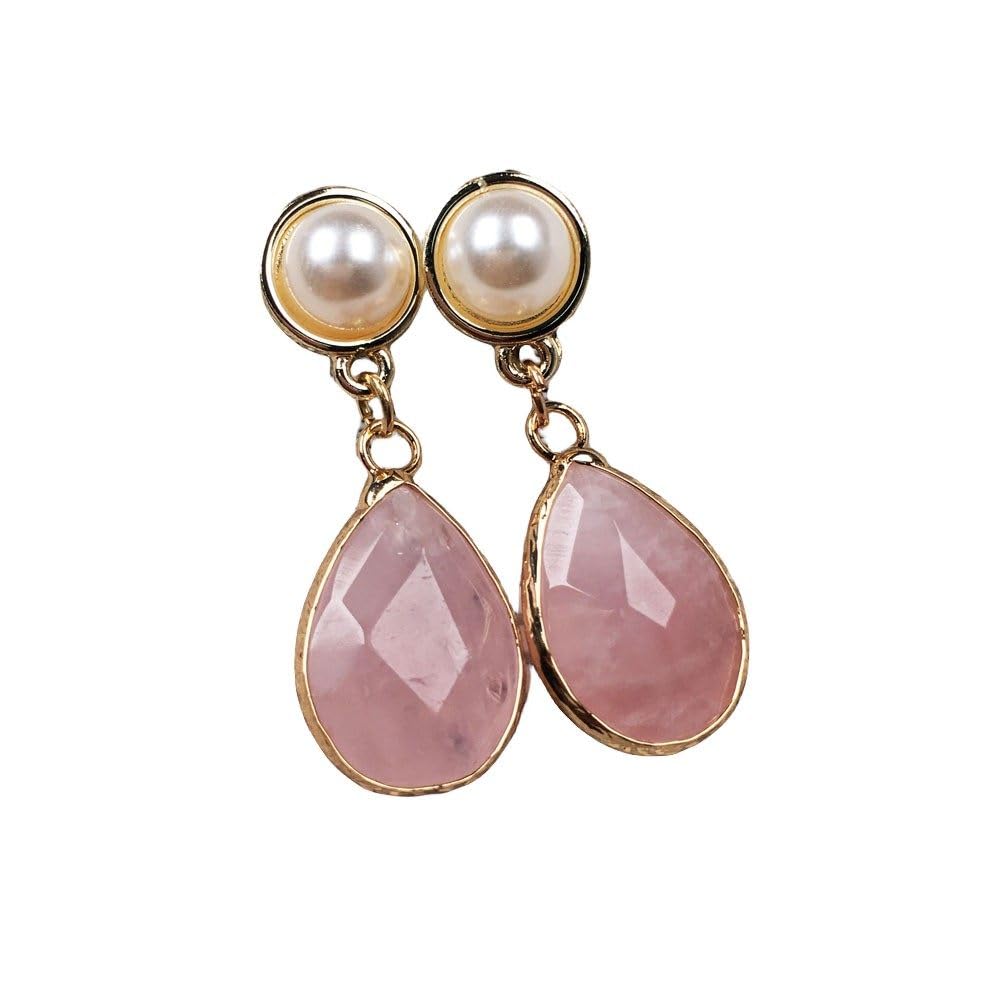 Orecchini Pendenti A Forma Di Rosa Con Pietre Miste – Gioielli Donna In Metallo Dorato, Lunghi 5,7 Cm