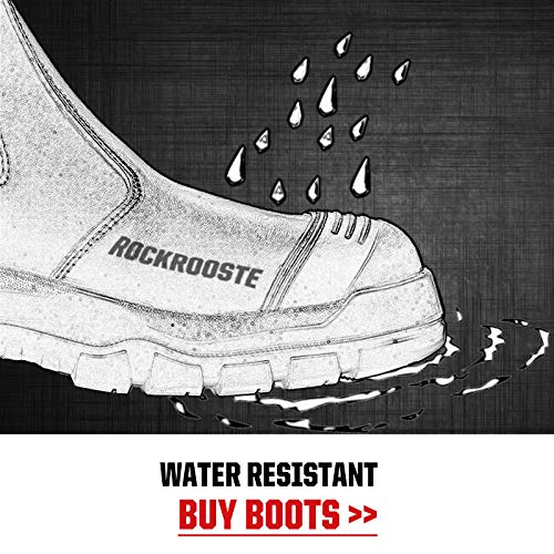 ROCKROOSTER Comfortable Work Boots Men, Composite Toe, Moc Toe Wedge Safety Water Resistant Leather Shoes for Electrician, Carpenter, Ironworker, Sheetmetal Worker constructions AP828-8.5 Brown