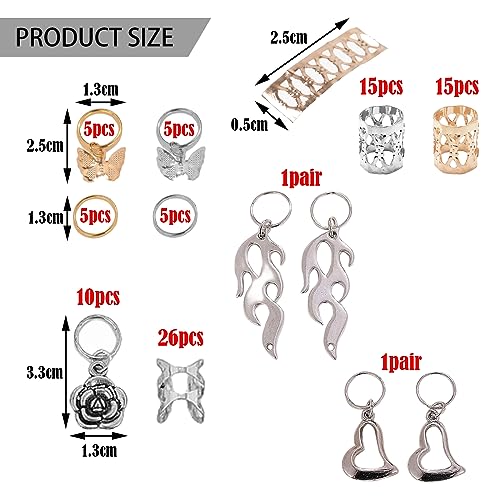 BDSHUNBF 90 Piece Hair Accessories - Jewelry, Cuffs, Rings for Braids & Dreadlocks - Men & Women, gold, silver, 1 unidad (Paquete de 1) - Image 2