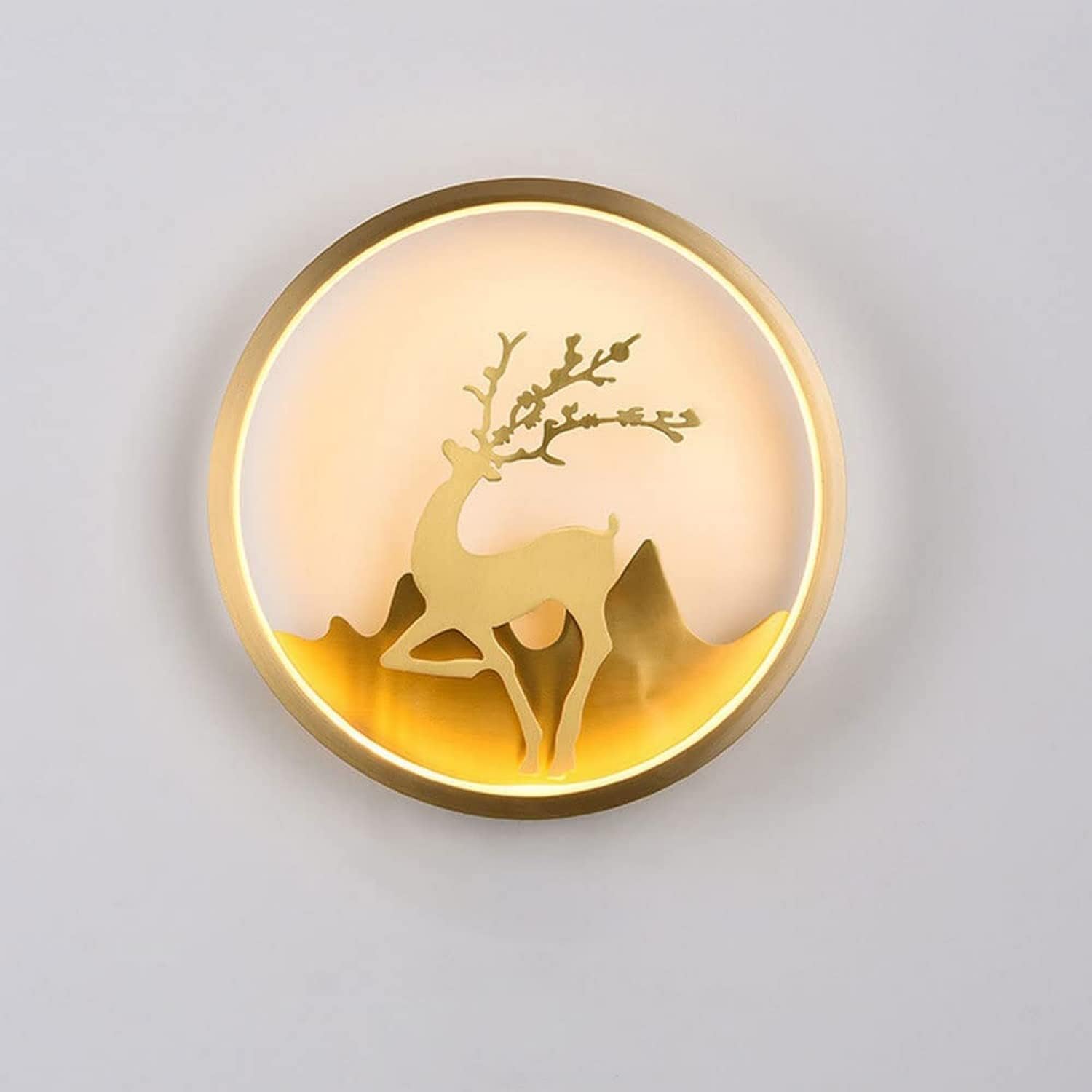 JYBNBBE Modern Brushed Brass Circular Wall Lights Indoor LED Lighting Simple Bedroom Bedside Mount Lamps Living Room Hallway Sconce,Chandelier,Left