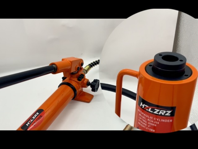 Image of HZLZRZ 20 Ton Hydraulic Cylinder Jack Porta Power Ram 2 inch Stroke, CP-700B Manual Hydraulic Hand Pump, Hollow Single Acting Lifting Cylinders for Machinery Shipbuilding
