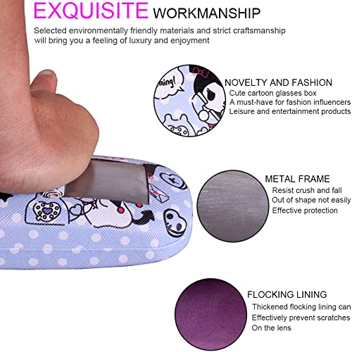 Image of ADBGV Cute Stylish Hard Shell Eyeglasses Cases Protective Case Storage Box With Glasses Cloth Eyeglass Strap for Girl Teen