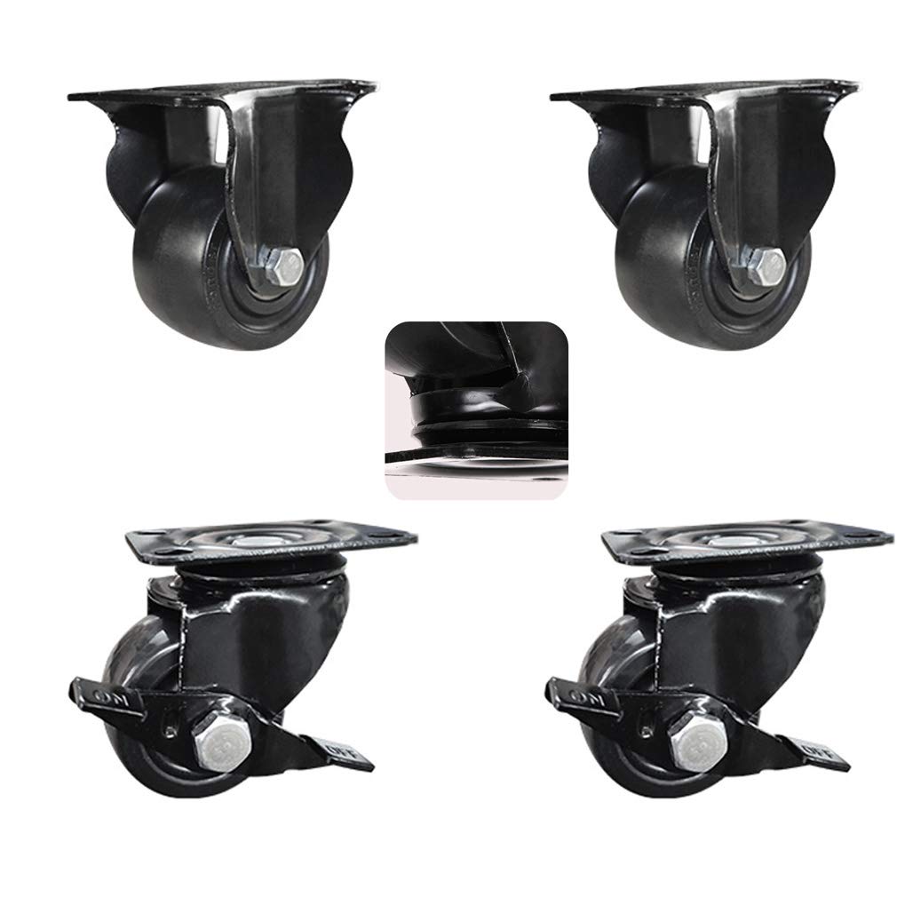GBRJUYF Heavy Duty 750kg Capacity Caster Wheels Set of 4 with Brake - Top Plate Casters for Furniture, Carts, and Workbenches - Available in 1.5in, 2in, 2.5in, 3in Sizes