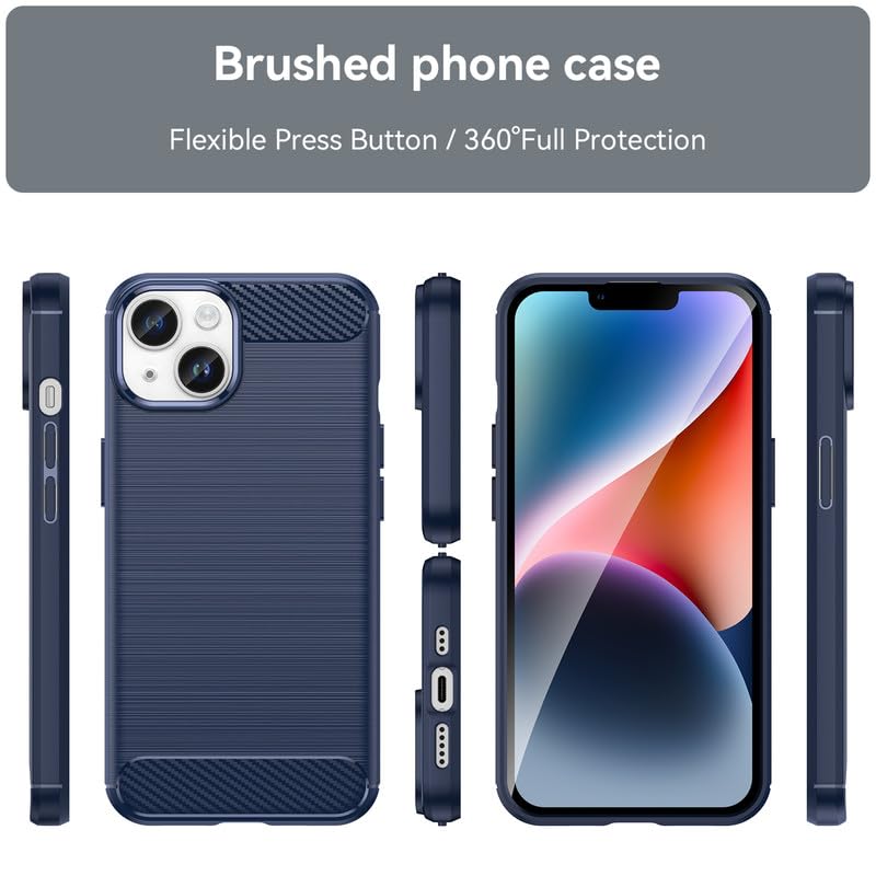Image of Hybrid Carbon Fiber Back Case for iPhone 14 Plus (Blue)