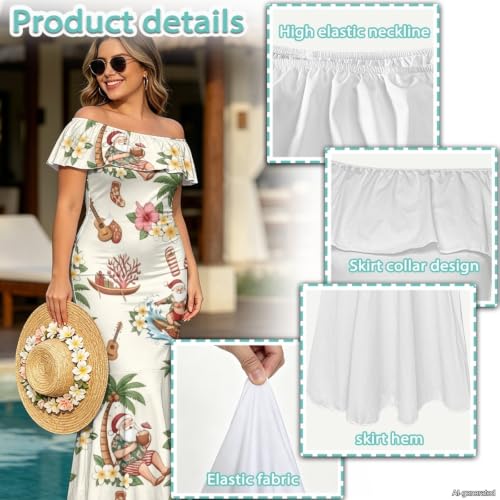 Image of Polynesian Dresses for Women Off Shoulder Maxi Dress Puletasi Samoan Dresses S-7XL