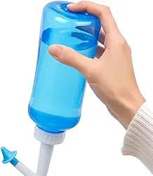 Garrafa de Lavagem Nasal 300ml – Higienizador Nasal – Irrigador Nasal com 2 Bicos para Adulto e Infantil, Alívio de Sinusite, Rinite, Irritação Nasal, Congestão, Lavagem com Soro Fisiológico