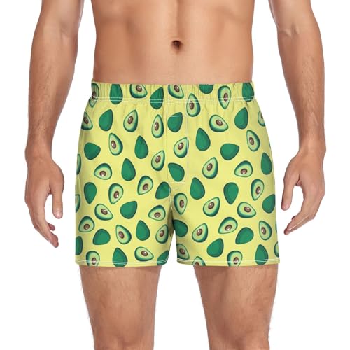 Men's Cotton Boxers Briefs Avocado Breathable Boxer Shorts Underwear with Button Fly