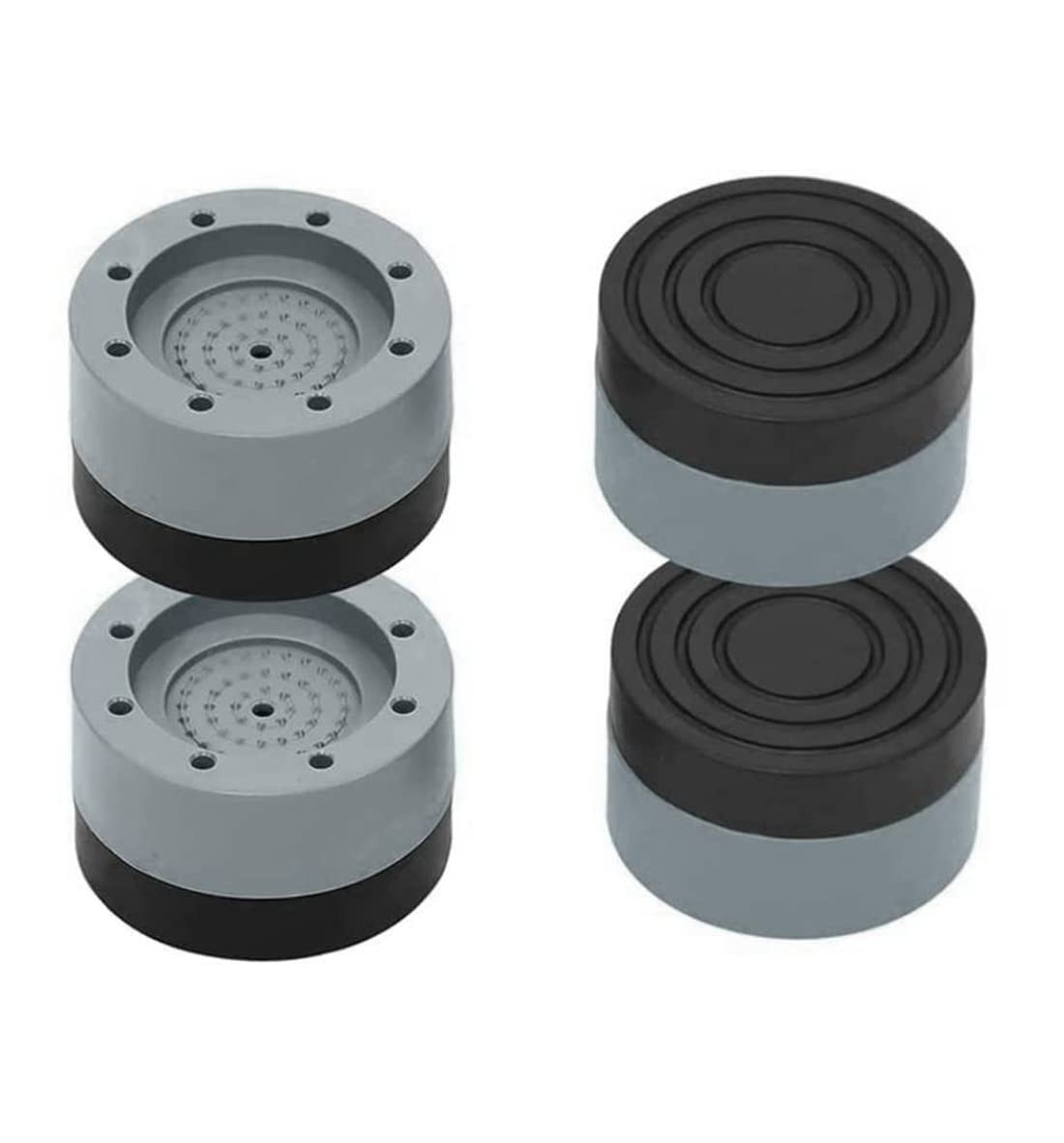 DALUCI 4 Pcs Anti Vibration Pads for Washing Machine Feet Pads with Tread Grip Shock Absorber Noise Cancelling Washing Machine Stand Rubber Pads Fridge Stand (Black & Grey, Round)-image-7