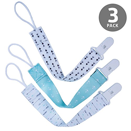 Image of Deblan Pacifier Clip, 3 Unique Modern Design for Girls and Boys, Fits All Pacifiers and Teething Soother Styles