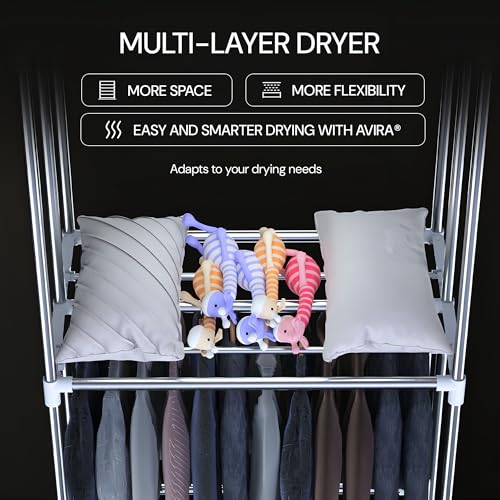 Image of Avira 2000W High-Speed Electric Cloth Dryer | Foldable & Portable with Remote | Dries 15kg Laundry in 60 Mins | Energy Efficient & Safe for Home Us
