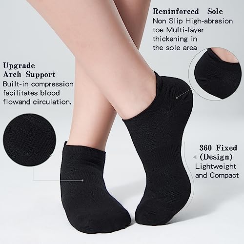 Image of Ankle Socks Women - 6 /12Pairs Men Low Cut No Show Athletics Socks | White Thin Summer Short Low Rise Liner Sport Running Workout Sneaker Lightweight Yogs Pilates Golf Footies Socks Non Slip