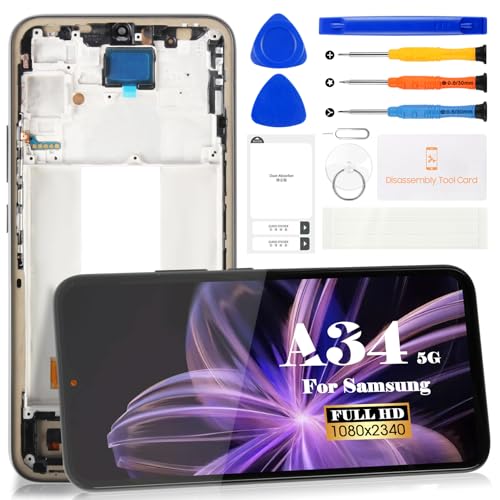 Écran LCD pour Samsung Galaxy A34 5G avec châssis noir et outils