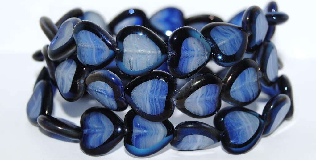 60 pcs Table Cut Heart Beads, 95810 Travertin (95810 86800), Glass, Czech Republic, Size 16 x 15 mm (0.63 x 0.59 in)