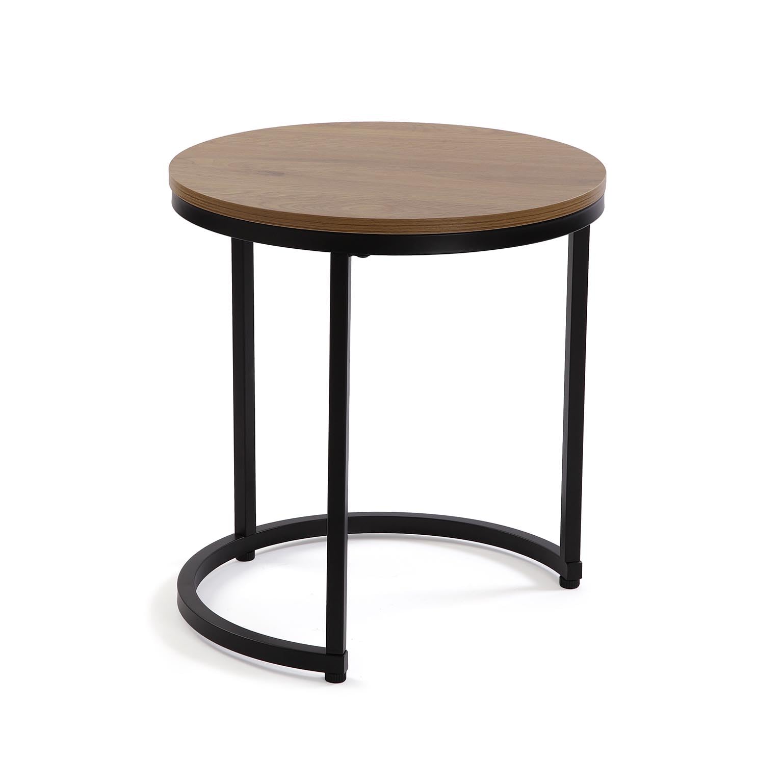 Versa Megan Mesa Nido Auxiliar para el Salón, la Habitación o la Cocina. Moderna Mesilla Baja, Set de 2, Medidas (Al x L x An) 48 x 45 x 45 cm, Madera y Metal, Color Marrón y Negro