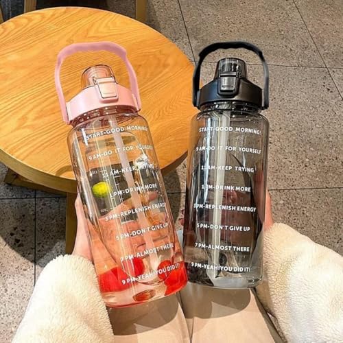 Image of XMART INDIA Plastic 2L Motivational Water Bottle with Time Marker Leak-Proof, BPA-Free Sports Bottle for Office, School, College, Gym, Travel Sipper Water Bottle for Adults, Multicolor, Pack of 1