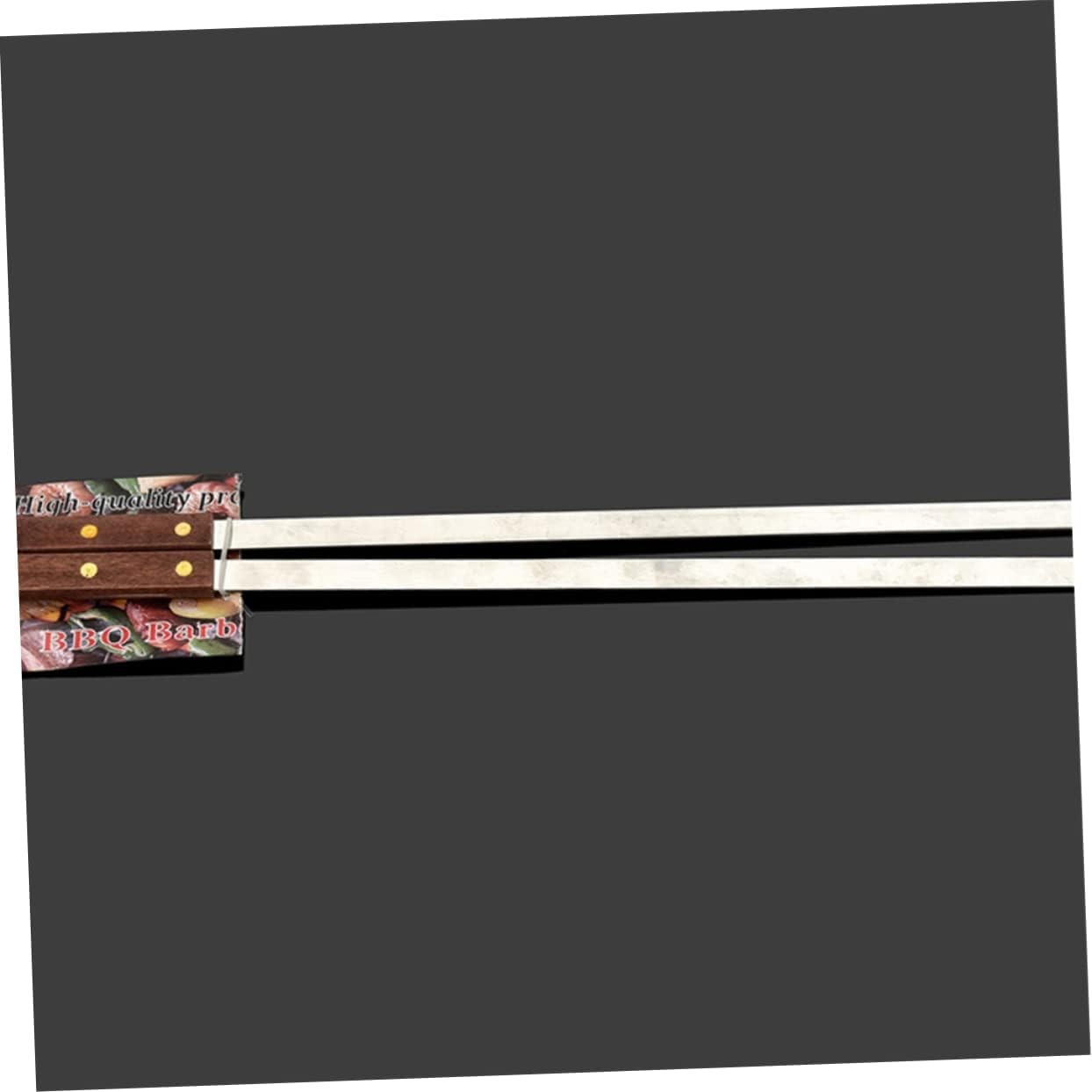 TOYANDONA 5Pcs Reusable Stainless Steel BBQ Skewers Wooden Handle Long Flat Barbecue Stick for Grilling Meat Vegetables and Kebab