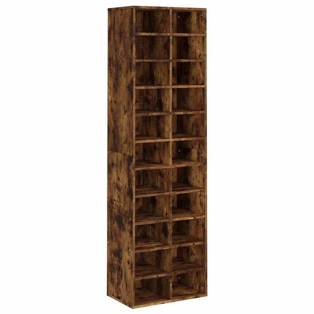 Scarpiera in legno compensato, rovere fumé, 54 x 34 x 183 cm