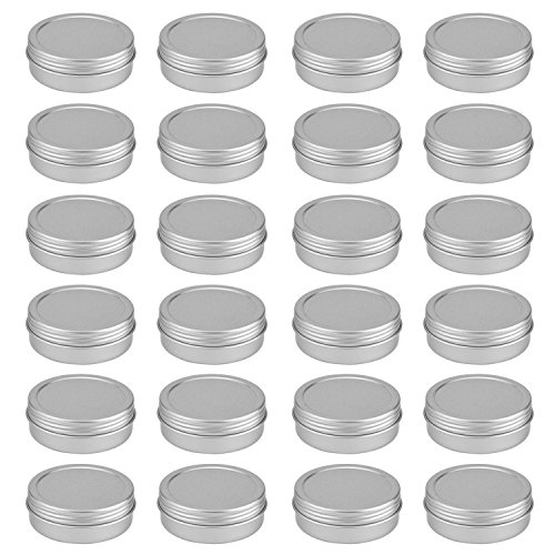 Outus Screw Top Round Aluminum Cans Screw Lid Containers, 1 oz, 24 Pack