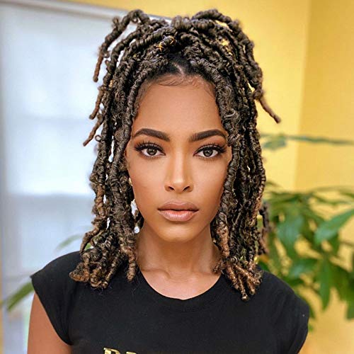 6 Packs Butterfly Locs Crochet Hair 12 Inch Short Bob Distressed Locs Crochet Braids Pre Looped Faux Locs Crochet Hair for Women Pre twisted Synthetic Braiding Hair Extensions (#1B/27)