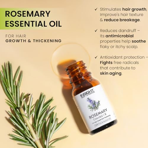 Image of INSIGHT Rosemary Essential Oil - Promotes hair growth | Strengthens strands | Boosts Thickness | Infused with natural ingredients | Enhance skincare routine | All hair types | Scalp-care - 10ml