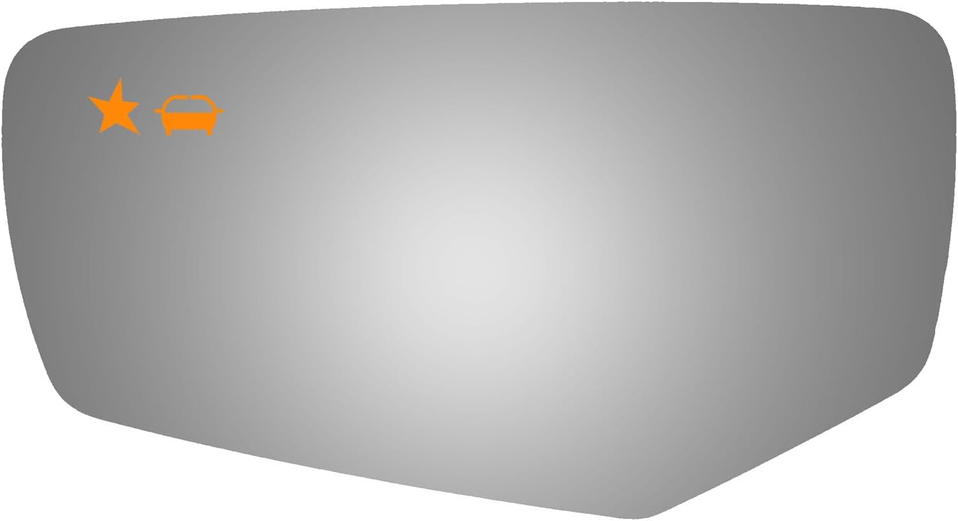Burco 4645B Driver Side Replacement Mirror Glass, No Rear Mount, w/Blind Spot Icon Detection Icon Compatible With 2015-2019 Cadillac ATS, 2020-2023 CT4, 2020-2022 CT5, 2016-2020 CT6, 2014-2019 CTS