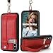 TOOVREN iPhone Xs Max Necklace Case Wallet with Lanyard Strap, iPhone Xs Max TPU Protective Case Cover with PU Card Holder Adjustable Detachable iPhone Lanyard for Anti-Theft and Outdoor Red
