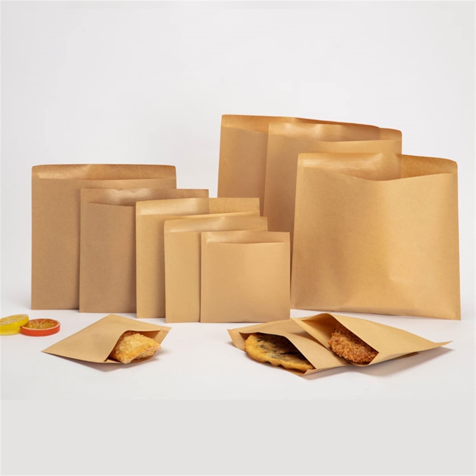 Bolsas de Pan con Ventana, Bolsas de Papel Kraft antigrasa for sándwiches y Productos de panadería, Abiertas, en Varios tamaños(20 * 15cm 600PCS)